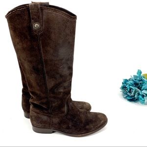 Frye brown suede Melissa button riding boots 9
